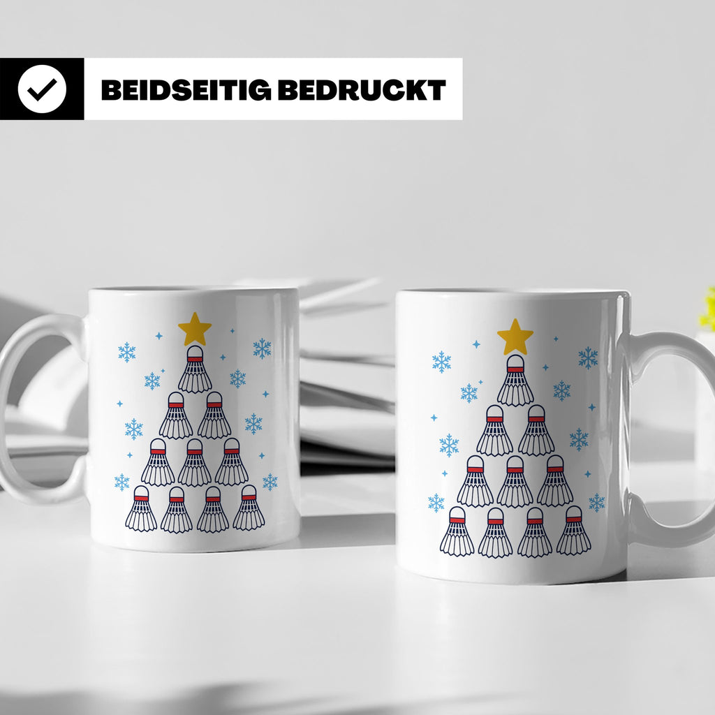 Badminton Tasse Weihnachtsbaum Federball Lustiges Geschenkid – Weiß [farbe:weiß]