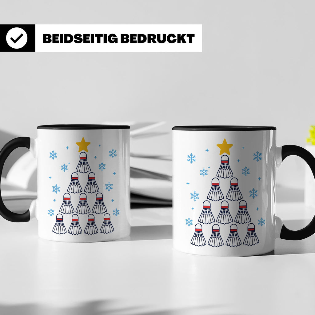 Badminton Tasse Weihnachtsbaum Federball Lustiges Geschenkid – Schwarz [farbe:schwarz]