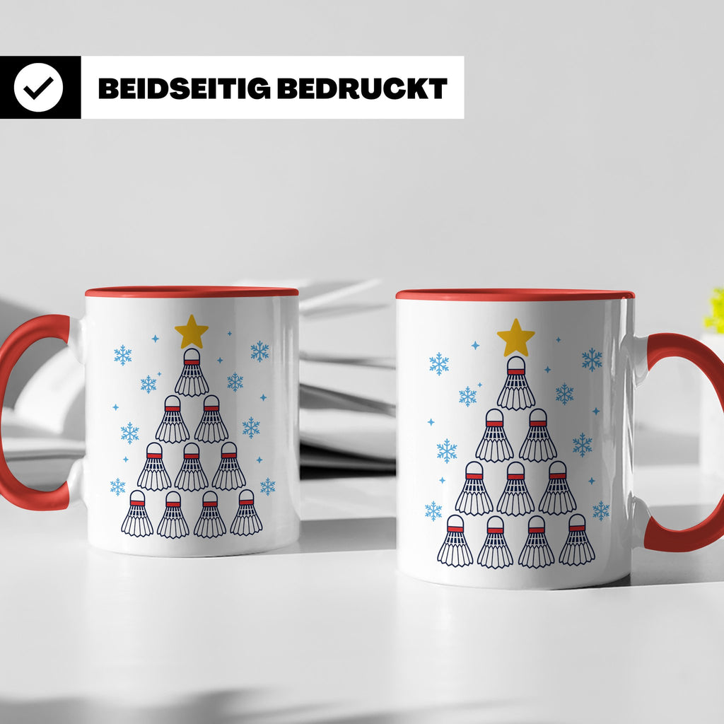 Badminton Tasse Weihnachtsbaum Federball Lustiges Geschenkid – Rot [farbe:rot]