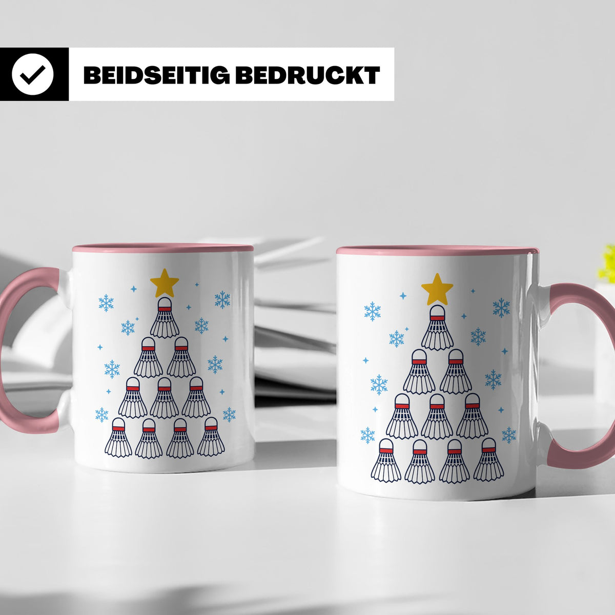 Badminton Tasse Weihnachtsbaum Federball Lustiges Geschenkid – Rosa [farbe:rosa]