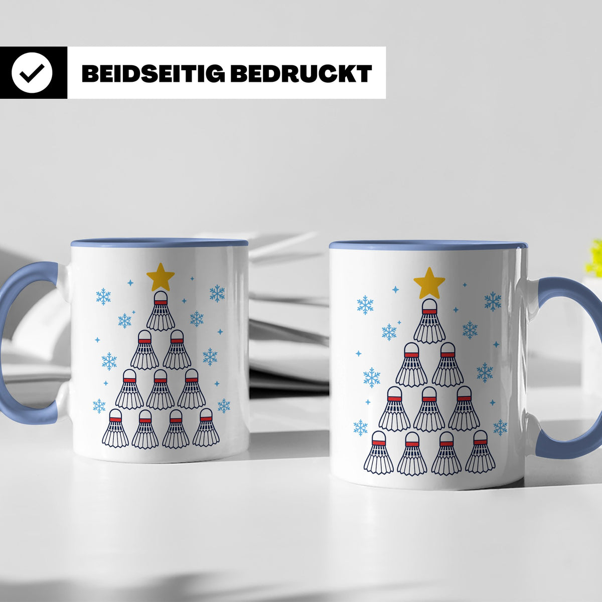 Badminton Tasse Weihnachtsbaum Federball Lustiges Geschenkid – Blau [farbe:blau]