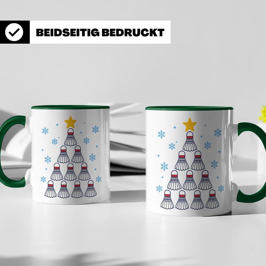 Badminton Tasse Weihnachtsbaum Federball Lustiges Geschenkid – Grün [farbe:grün]