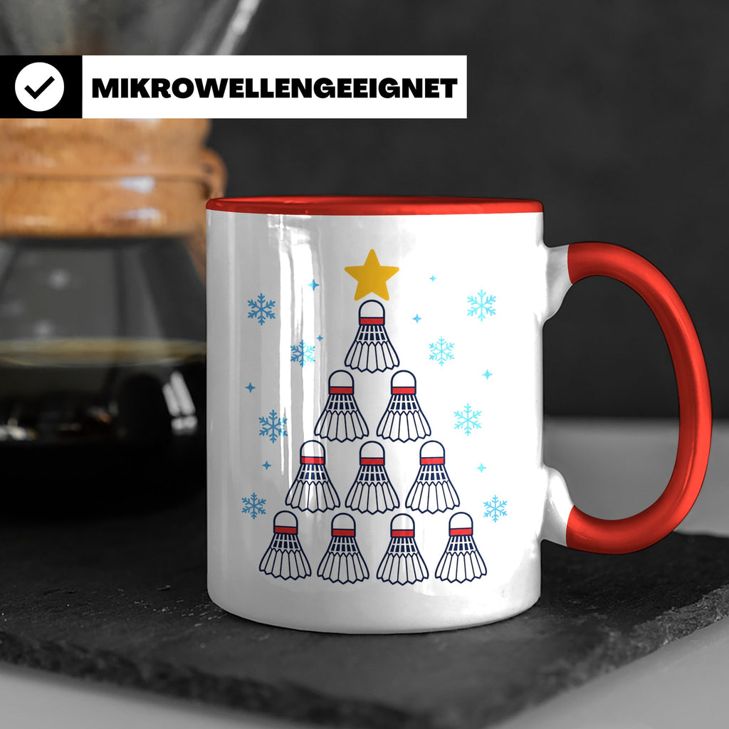 Badminton Tasse Weihnachtsbaum Federball Lustiges Geschenkid – Rot [farbe:rot]