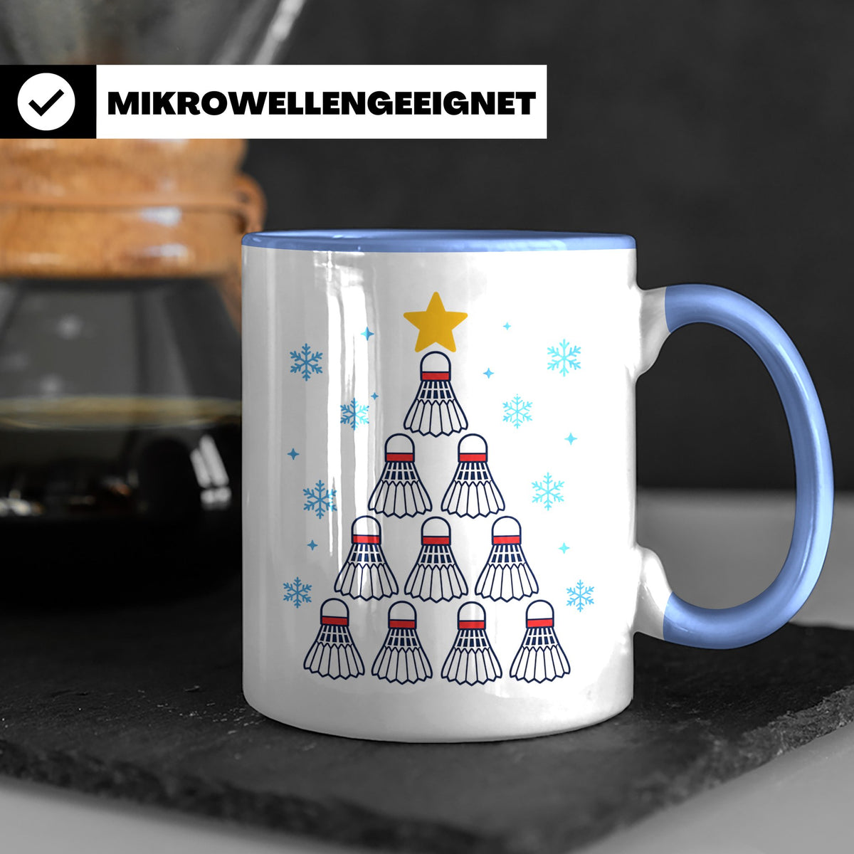 Badminton Tasse Weihnachtsbaum Federball Lustiges Geschenkid – Blau [farbe:blau]