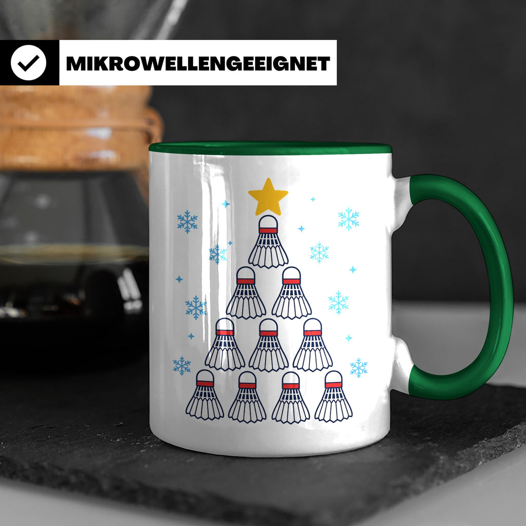 Badminton Tasse Weihnachtsbaum Federball Lustiges Geschenkid – Grün [farbe:grün]