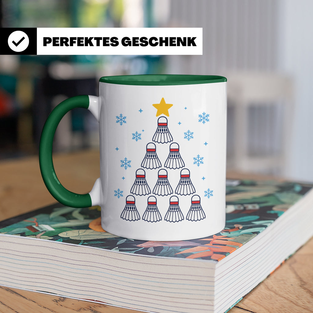 Badminton Tasse Weihnachtsbaum Federball Lustiges Geschenkid – Grün [farbe:grün]