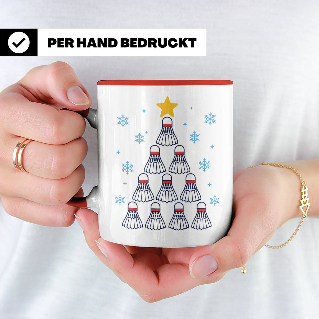 Badminton Tasse Weihnachtsbaum Federball Lustiges Geschenkid – Rot [farbe:rot]