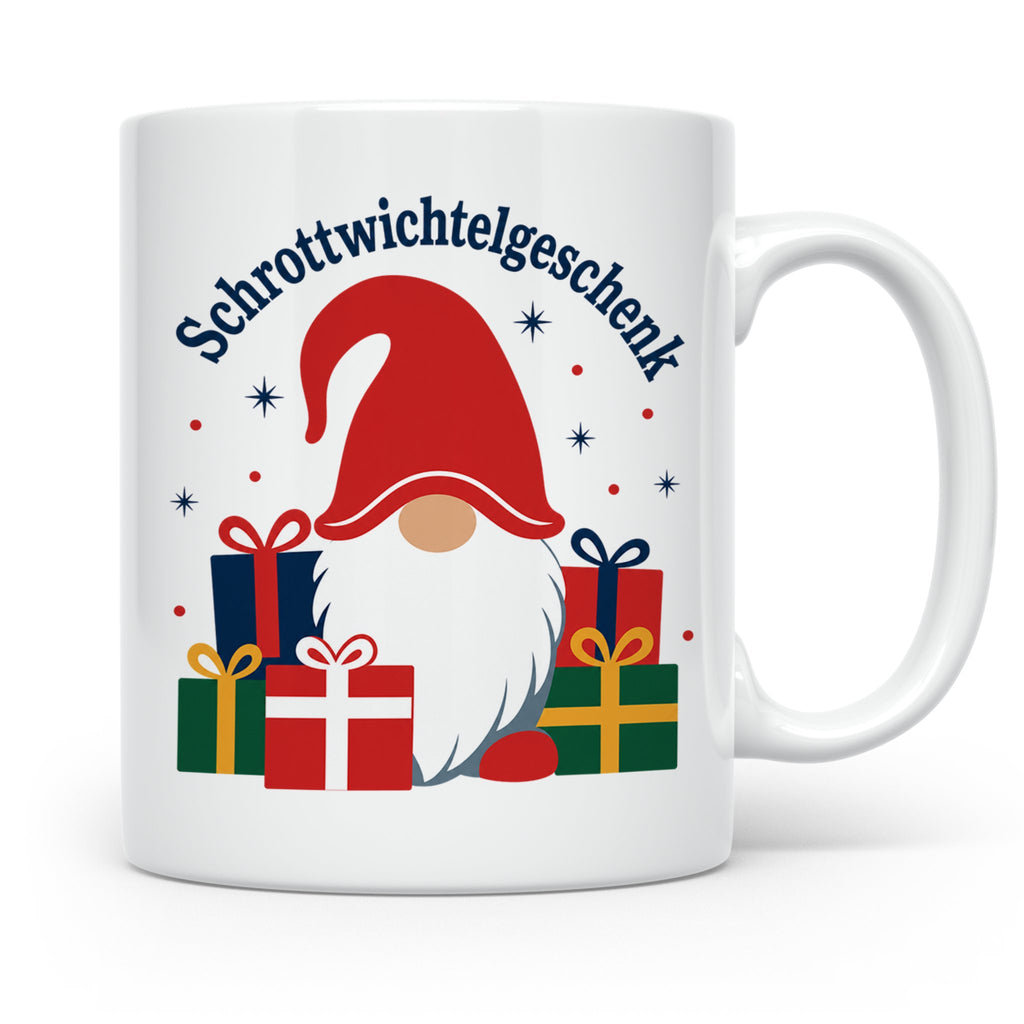 Schrottwichtelgeschenk Tasse für Wichteln auf Weihnachtsfeie – Weiß [farbe:weiß]
