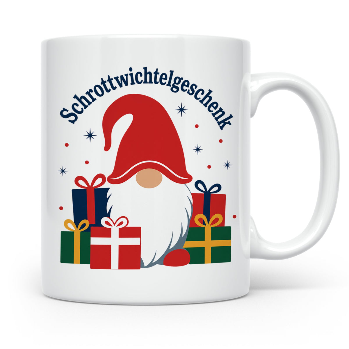 Schrottwichtelgeschenk Tasse für Wichteln auf Weihnachtsfeie – Weiß [farbe:weiß]