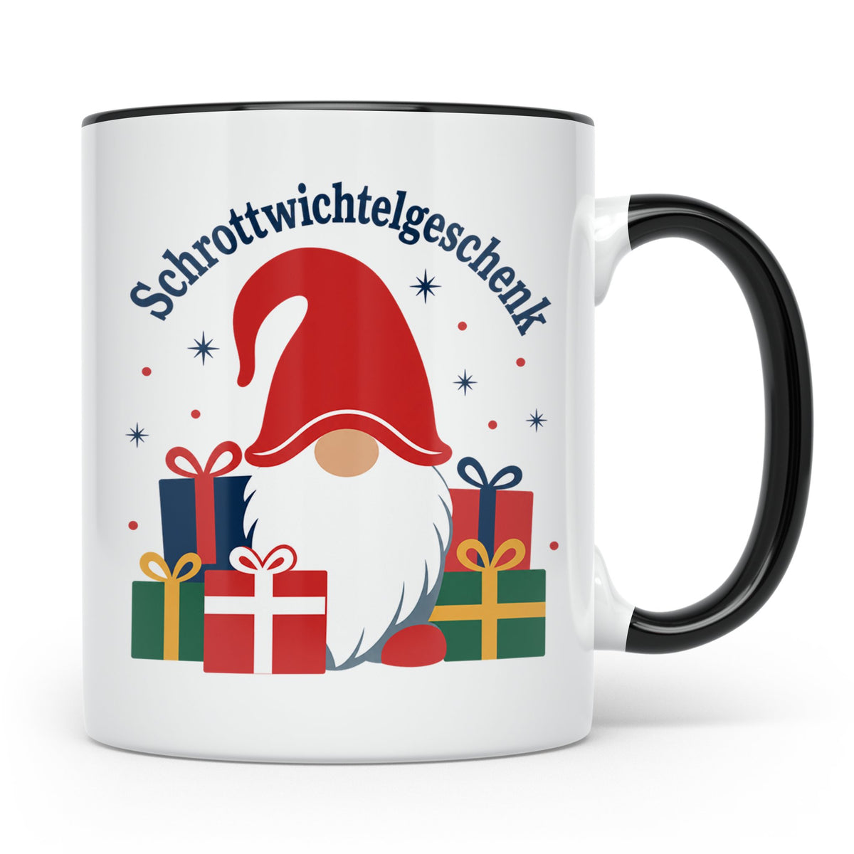 Schrottwichtelgeschenk Tasse für Wichteln auf Weihnachtsfeie – Schwarz [farbe:schwarz]