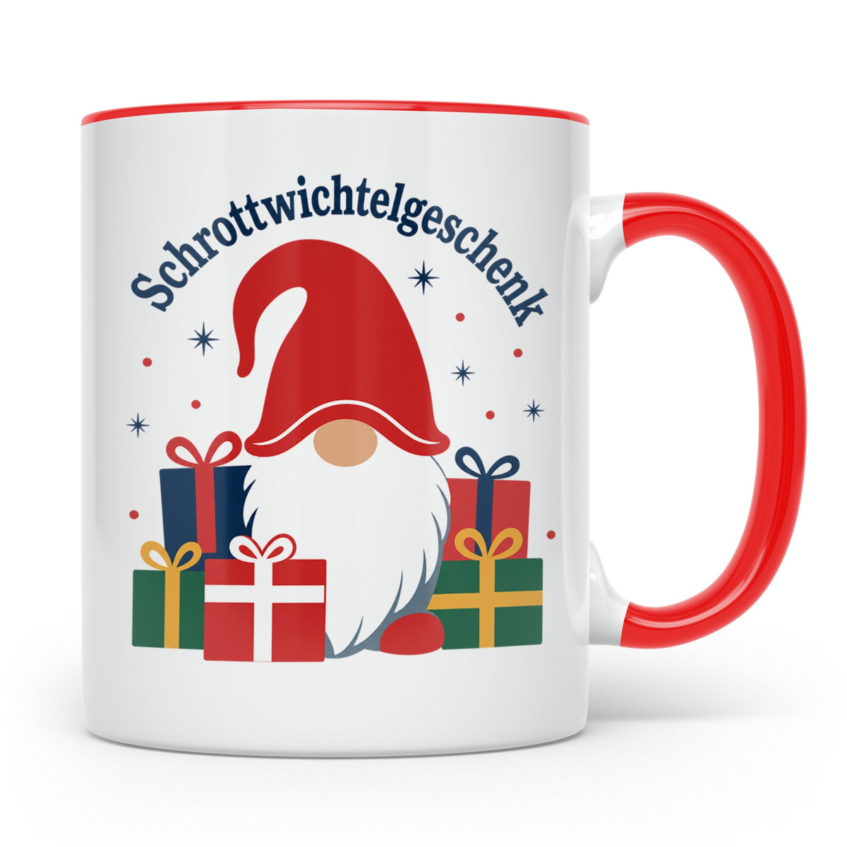 Schrottwichtelgeschenk Tasse für Wichteln auf Weihnachtsfeie – Rot [farbe:rot]