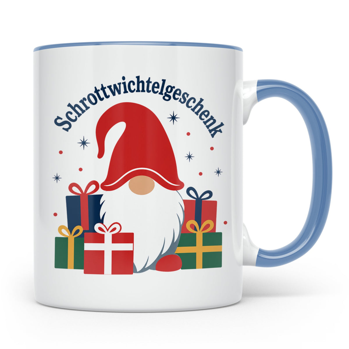 Schrottwichtelgeschenk Tasse für Wichteln auf Weihnachtsfeie – Blau [farbe:blau]