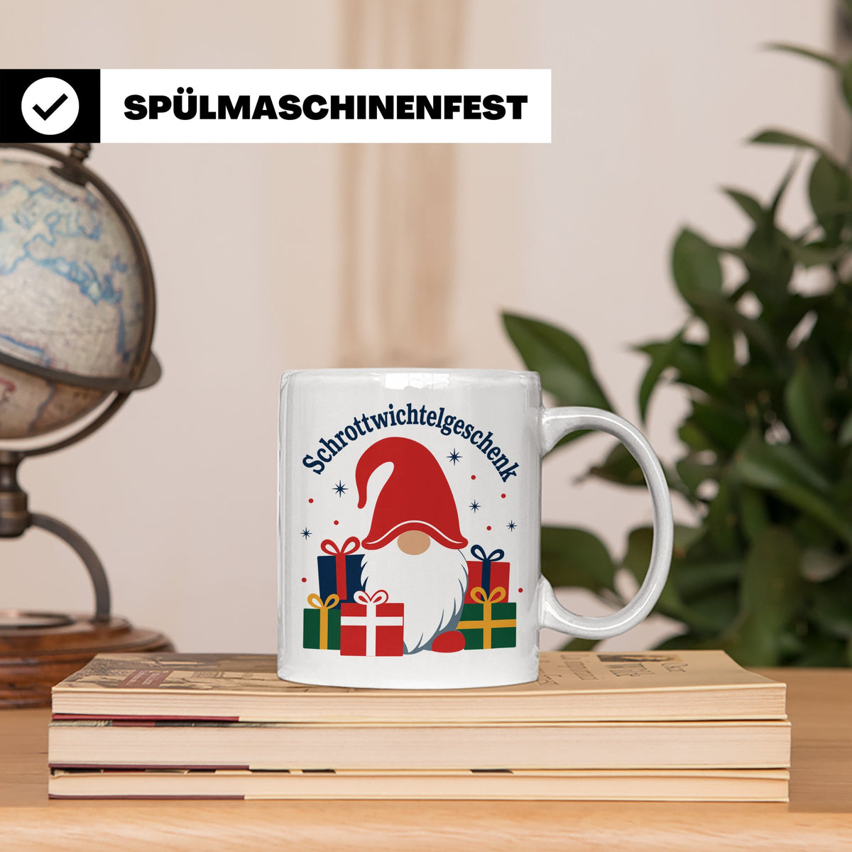 Schrottwichtelgeschenk Tasse für Wichteln auf Weihnachtsfeie – Weiß [farbe:weiß]