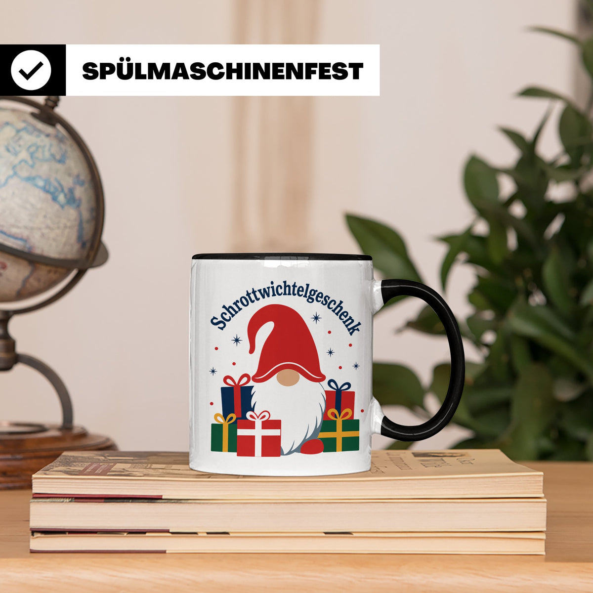 Schrottwichtelgeschenk Tasse für Wichteln auf Weihnachtsfeie – Schwarz [farbe:schwarz]