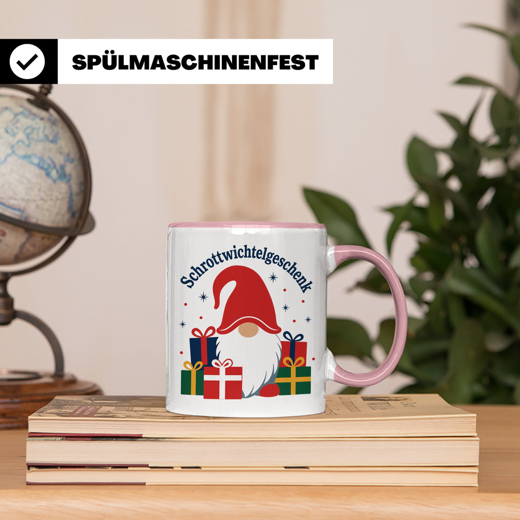 Schrottwichtelgeschenk Tasse für Wichteln auf Weihnachtsfeie – Rosa [farbe:rosa]