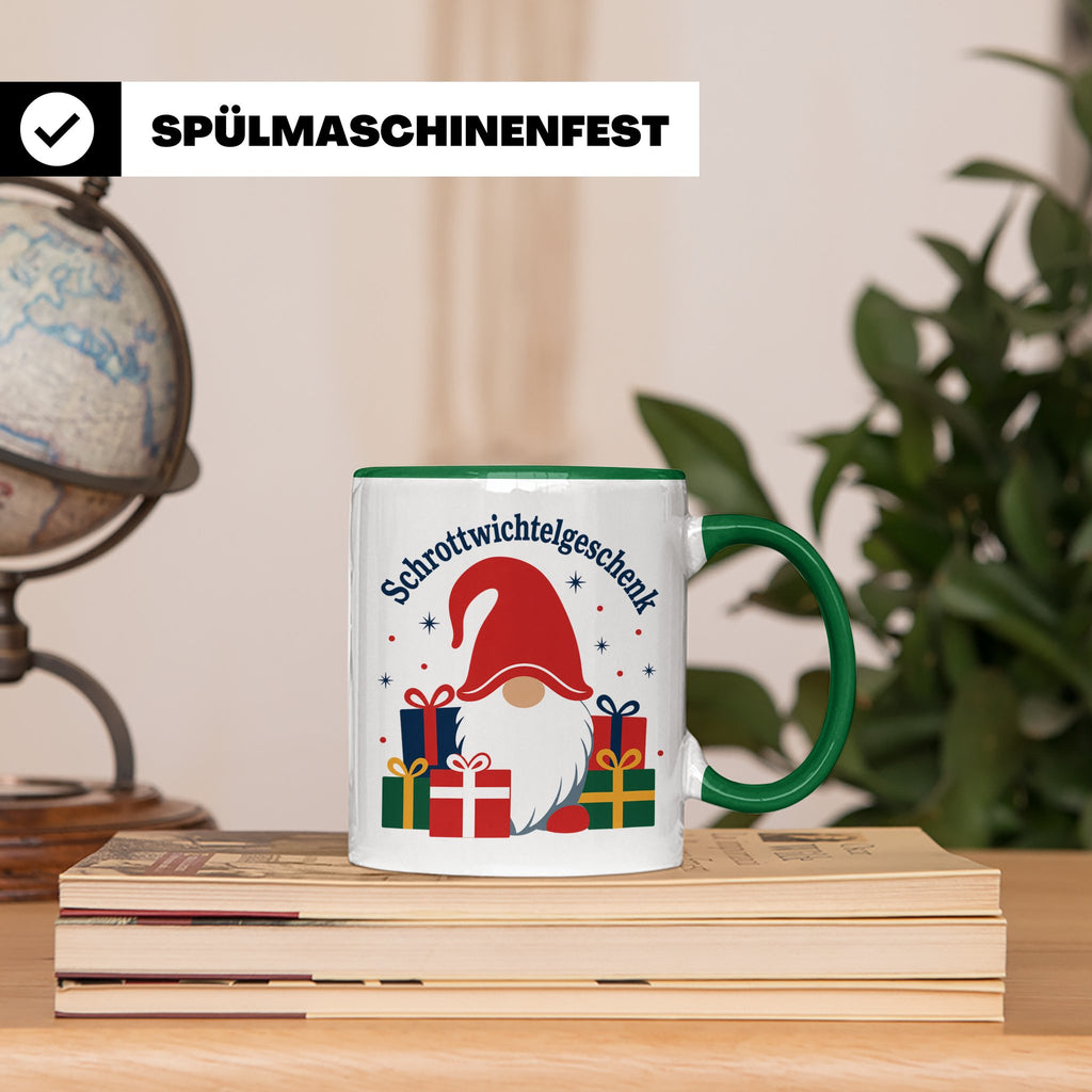 Schrottwichtelgeschenk Tasse für Wichteln auf Weihnachtsfeie – Grün [farbe:grün]