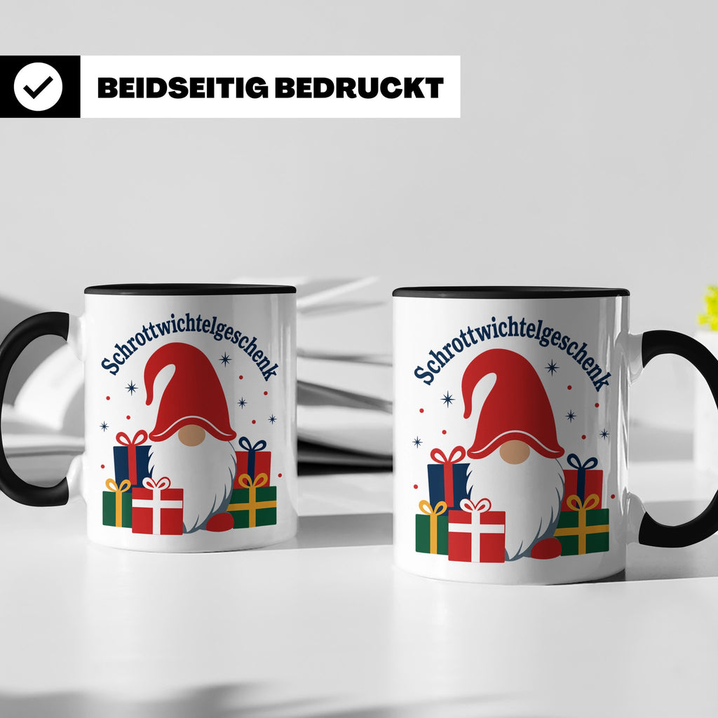 Schrottwichtelgeschenk Tasse für Wichteln auf Weihnachtsfeie – Schwarz [farbe:schwarz]