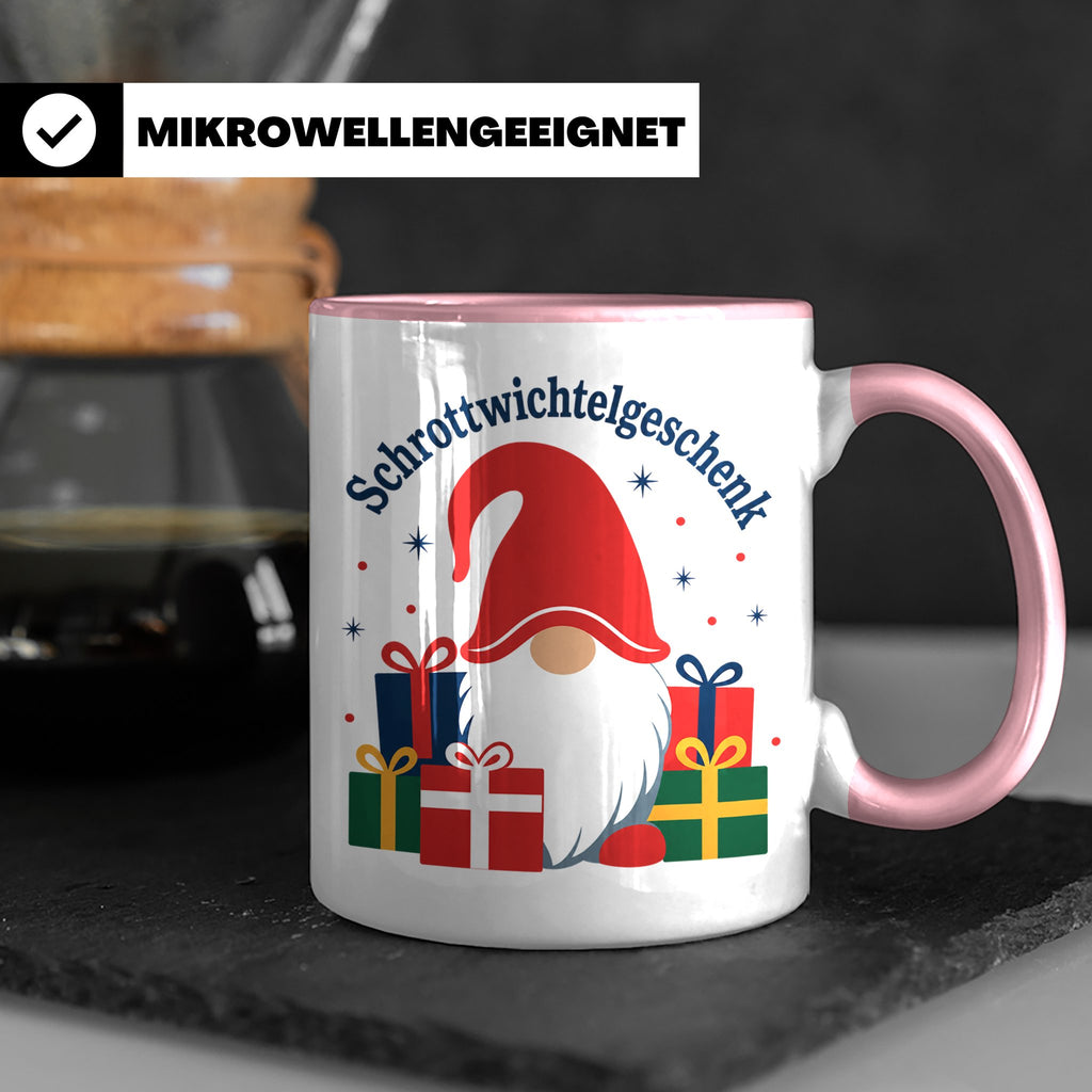 Schrottwichtelgeschenk Tasse für Wichteln auf Weihnachtsfeie – Rosa [farbe:rosa]