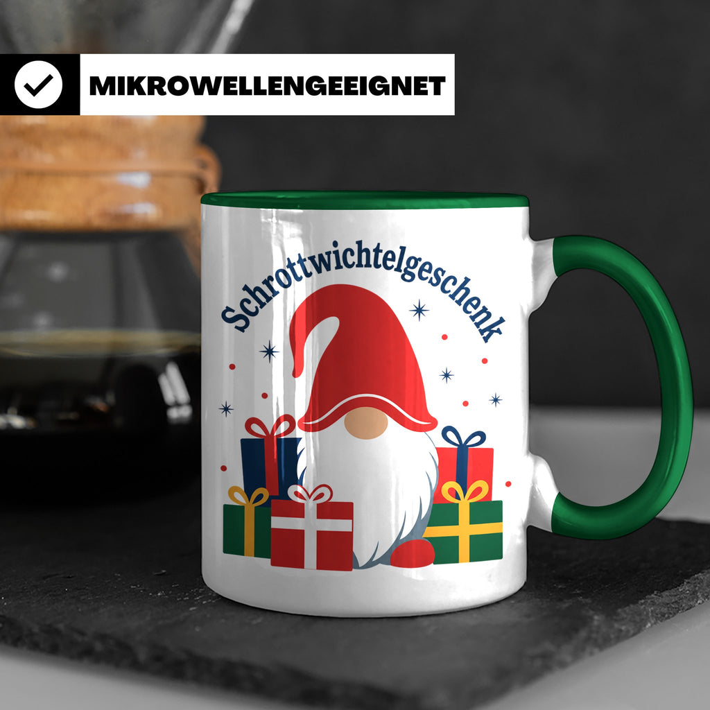 Schrottwichtelgeschenk Tasse für Wichteln auf Weihnachtsfeie – Grün [farbe:grün]