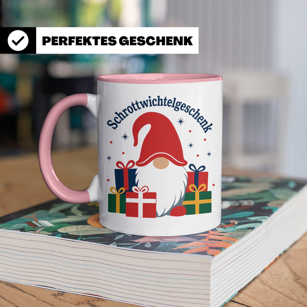 Schrottwichtelgeschenk Tasse für Wichteln auf Weihnachtsfeie – Rosa [farbe:rosa]