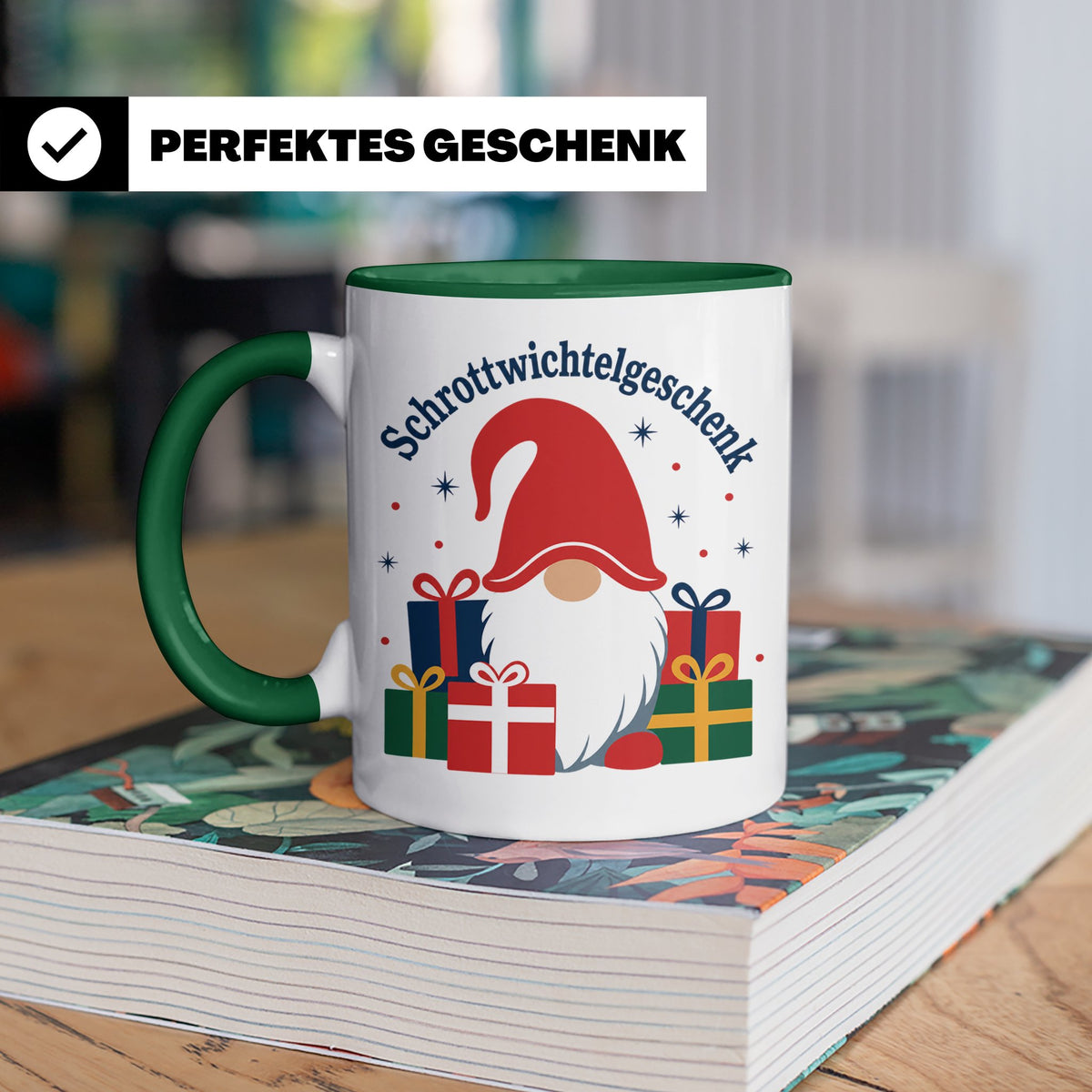 Schrottwichtelgeschenk Tasse für Wichteln auf Weihnachtsfeie – Grün [farbe:grün]