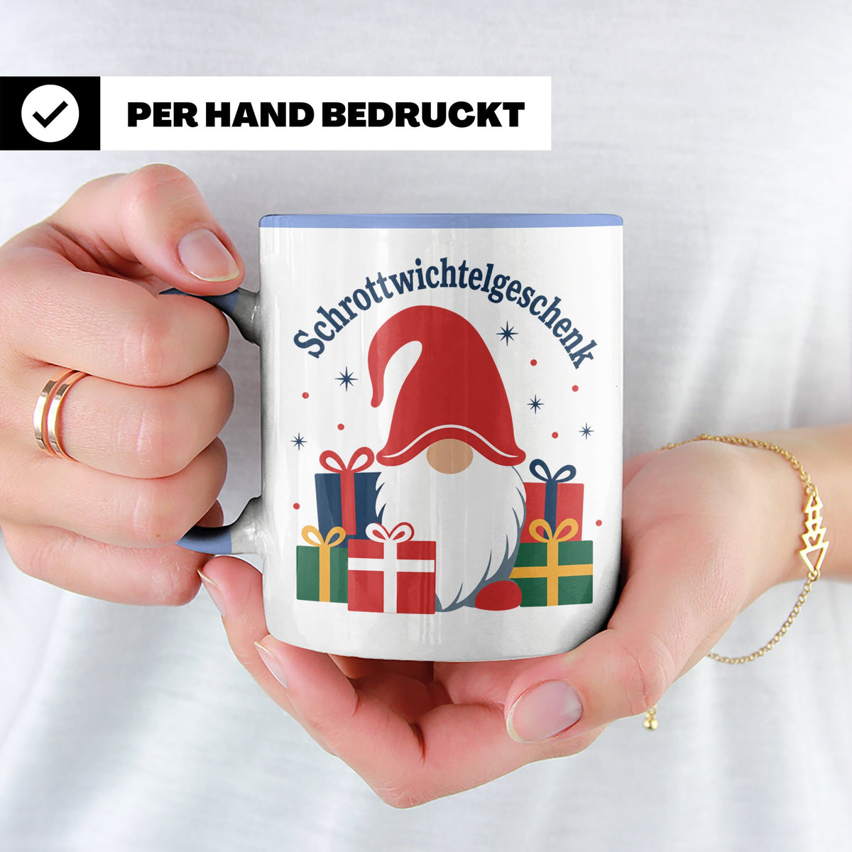 Schrottwichtelgeschenk Tasse für Wichteln auf Weihnachtsfeie – Blau [farbe:blau]