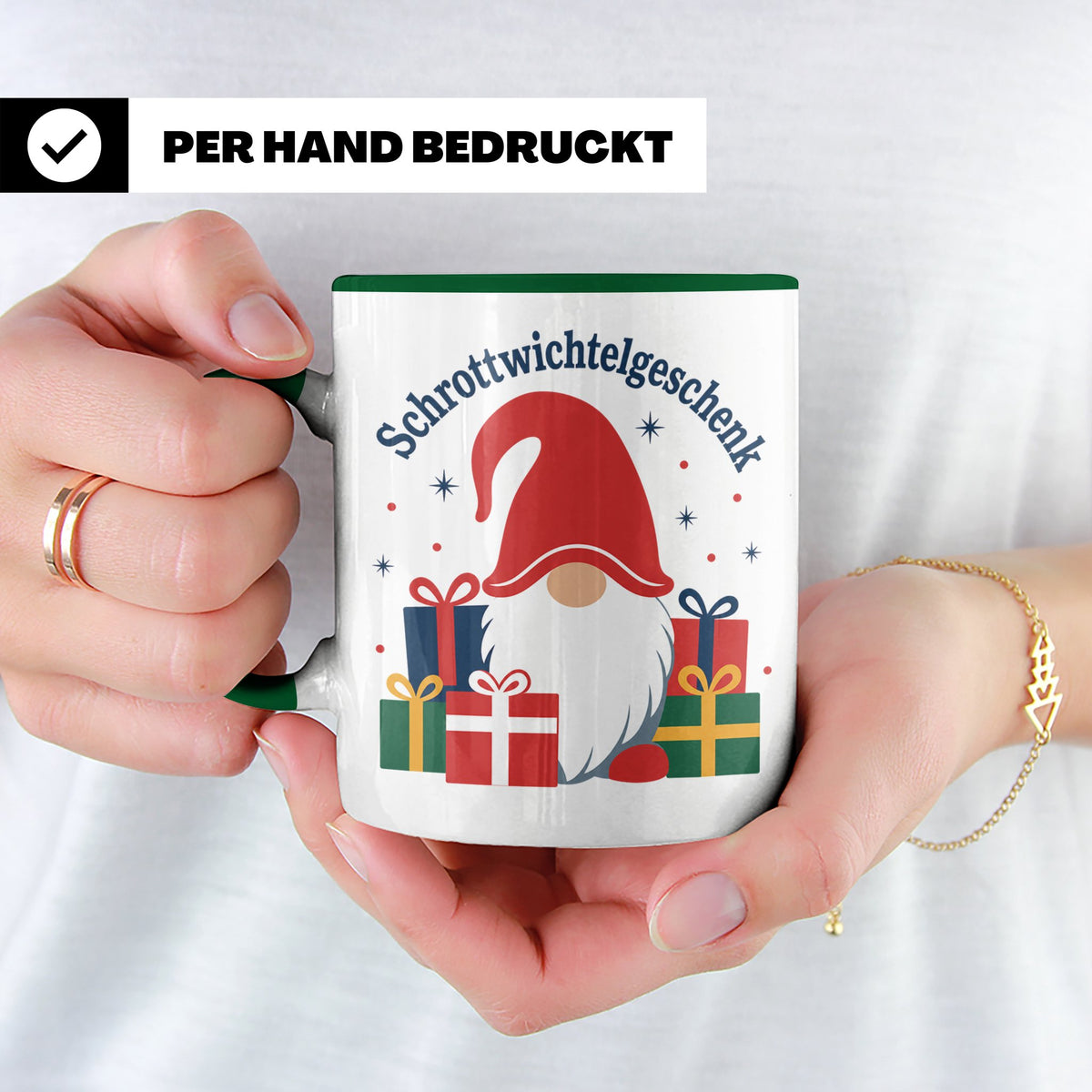Schrottwichtelgeschenk Tasse für Wichteln auf Weihnachtsfeie – Grün [farbe:grün]