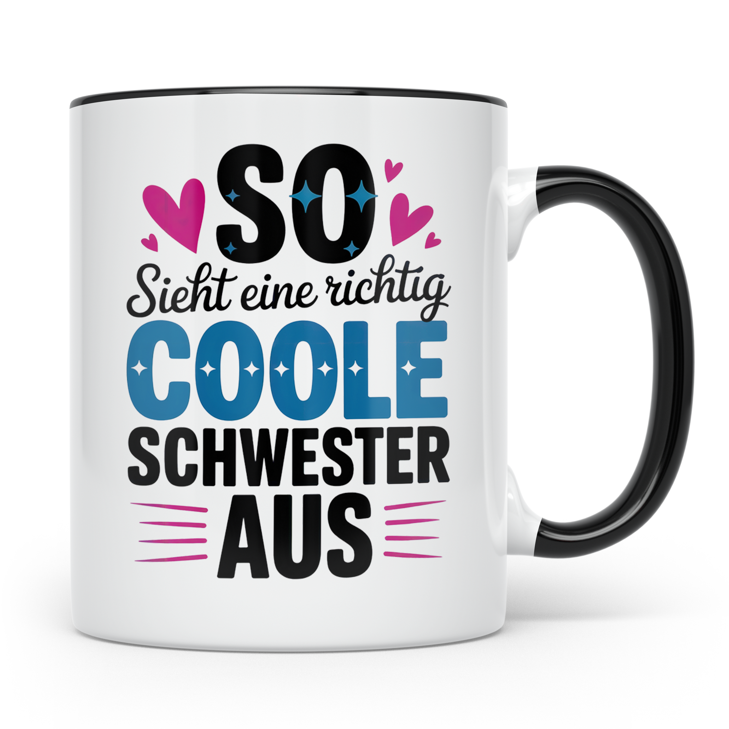 Coole Schwester Tasse - Geschenk für Schwestern, Schwesterhe – Schwarz [farbe:schwarz]