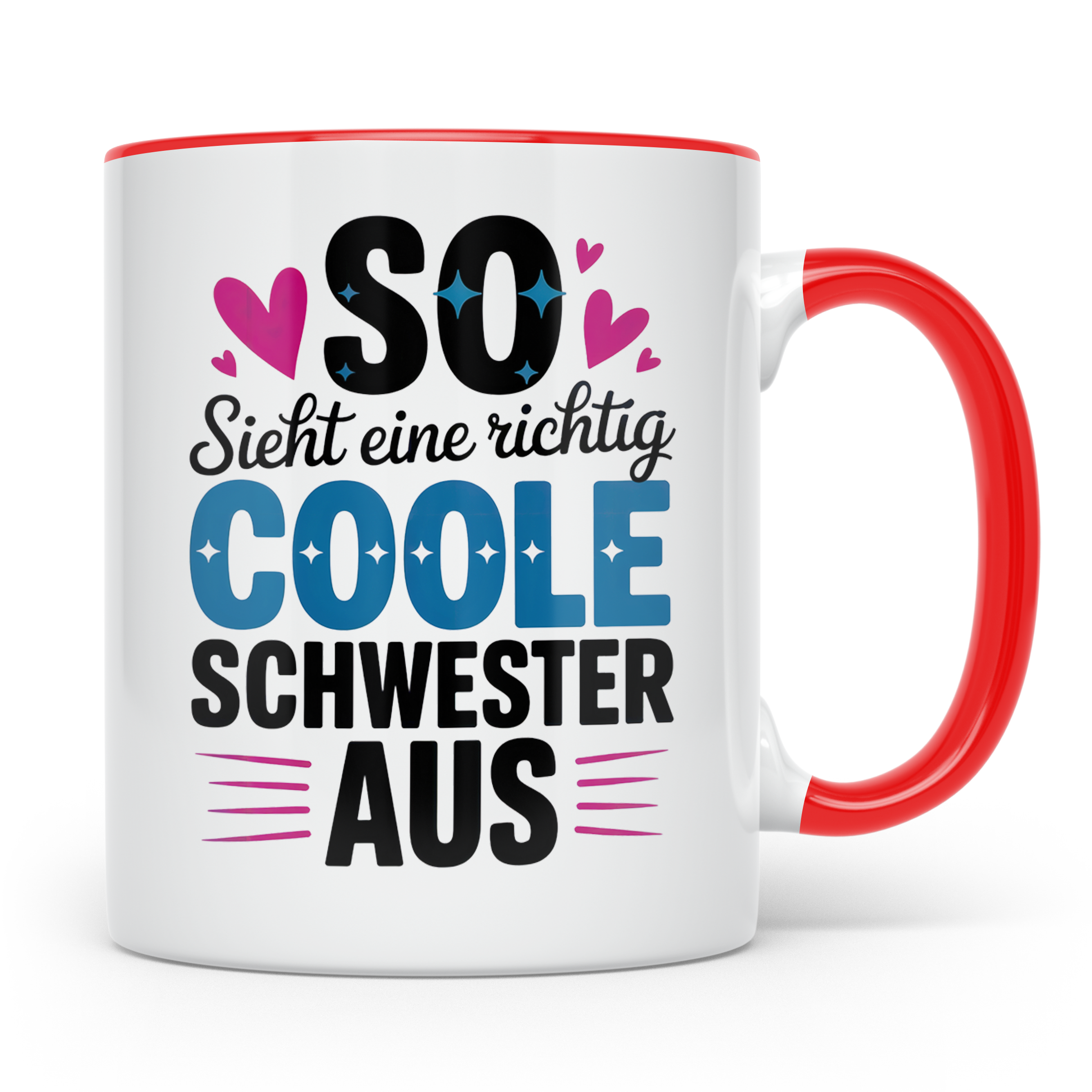 Coole Schwester Tasse - Geschenk für Schwestern, Schwesterhe – Rot [farbe:rot]