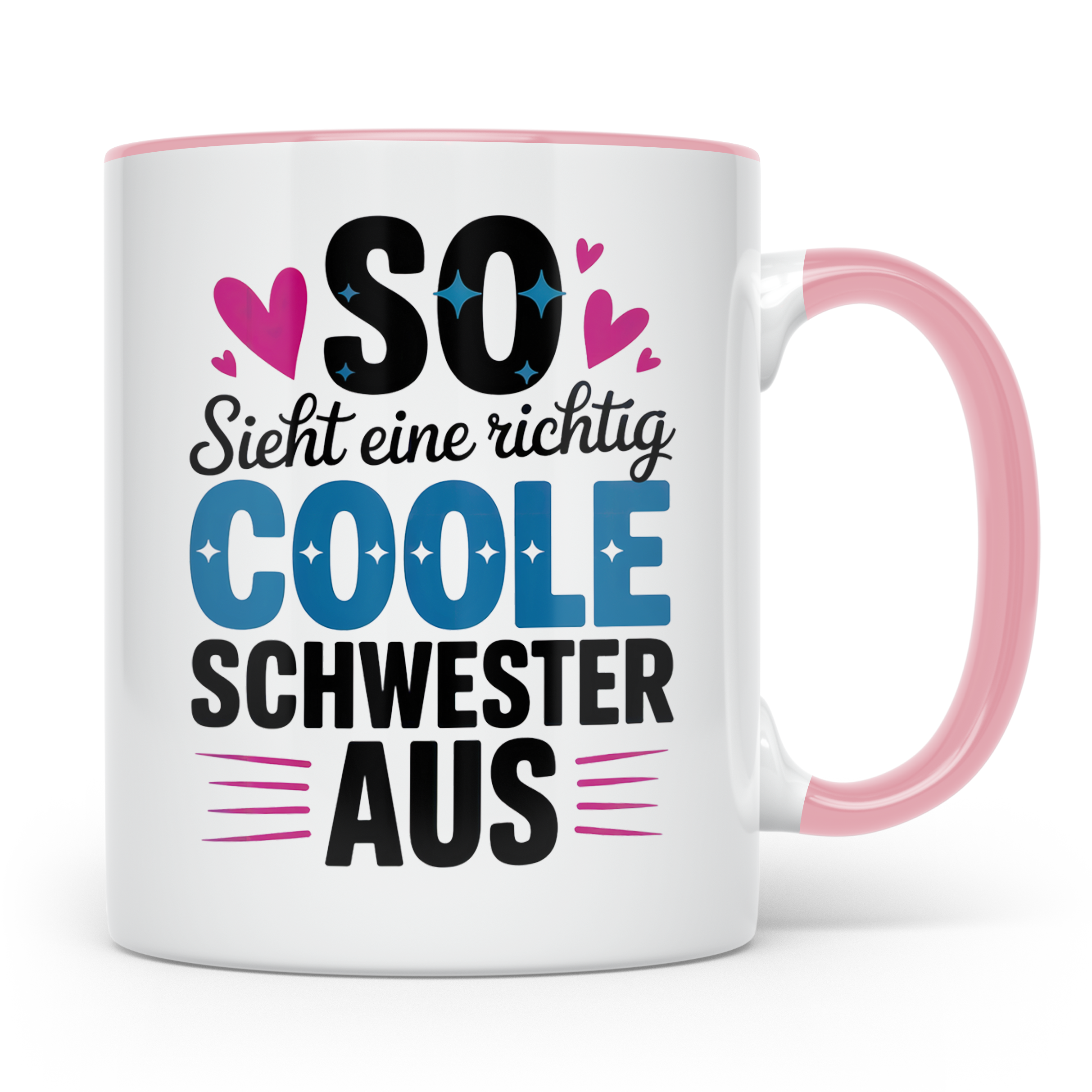 Coole Schwester Tasse - Geschenk für Schwestern, Schwesterhe – Rosa [farbe:rosa]