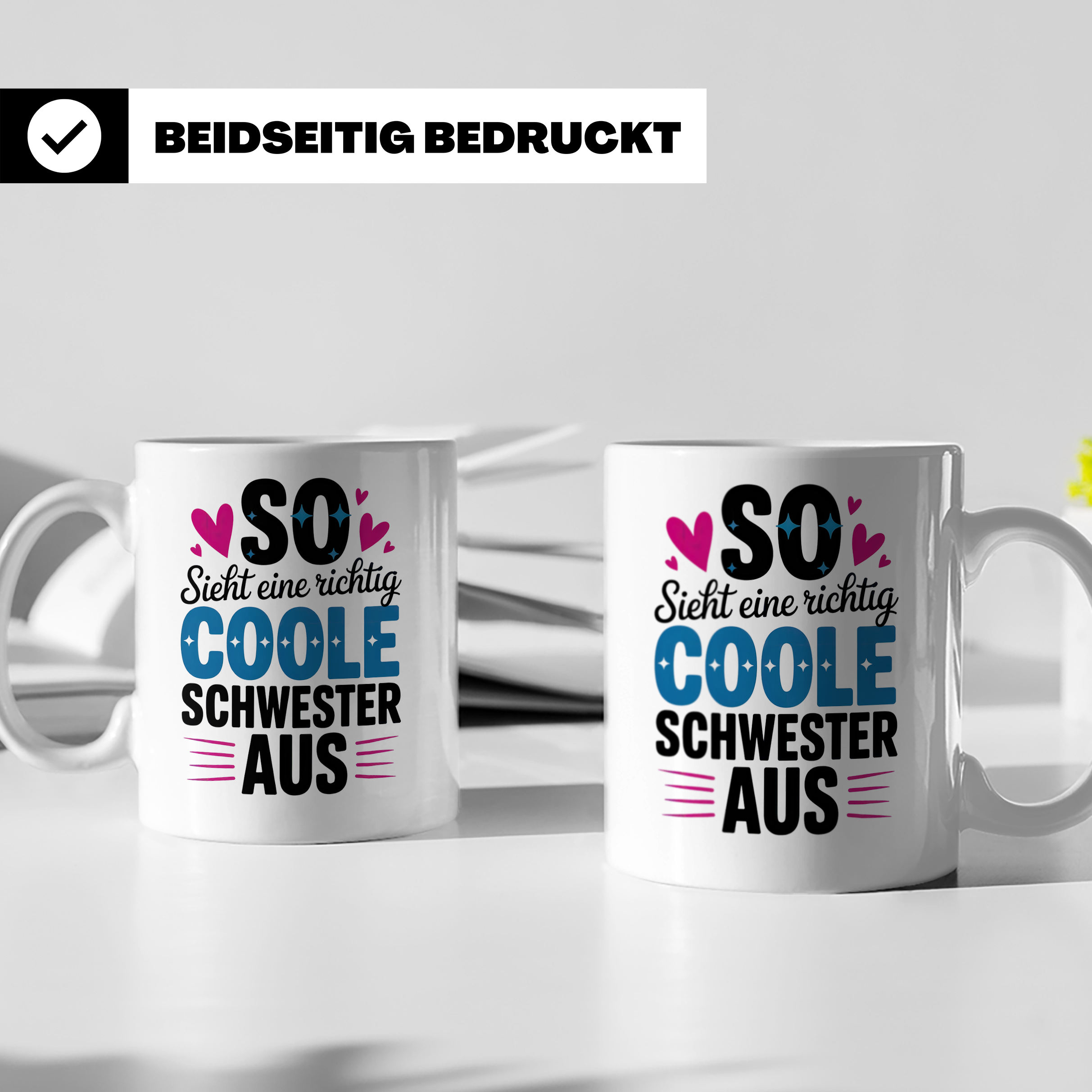 Coole Schwester Tasse - Geschenk für Schwestern, Schwesterhe – Weiß [farbe:weiß]
