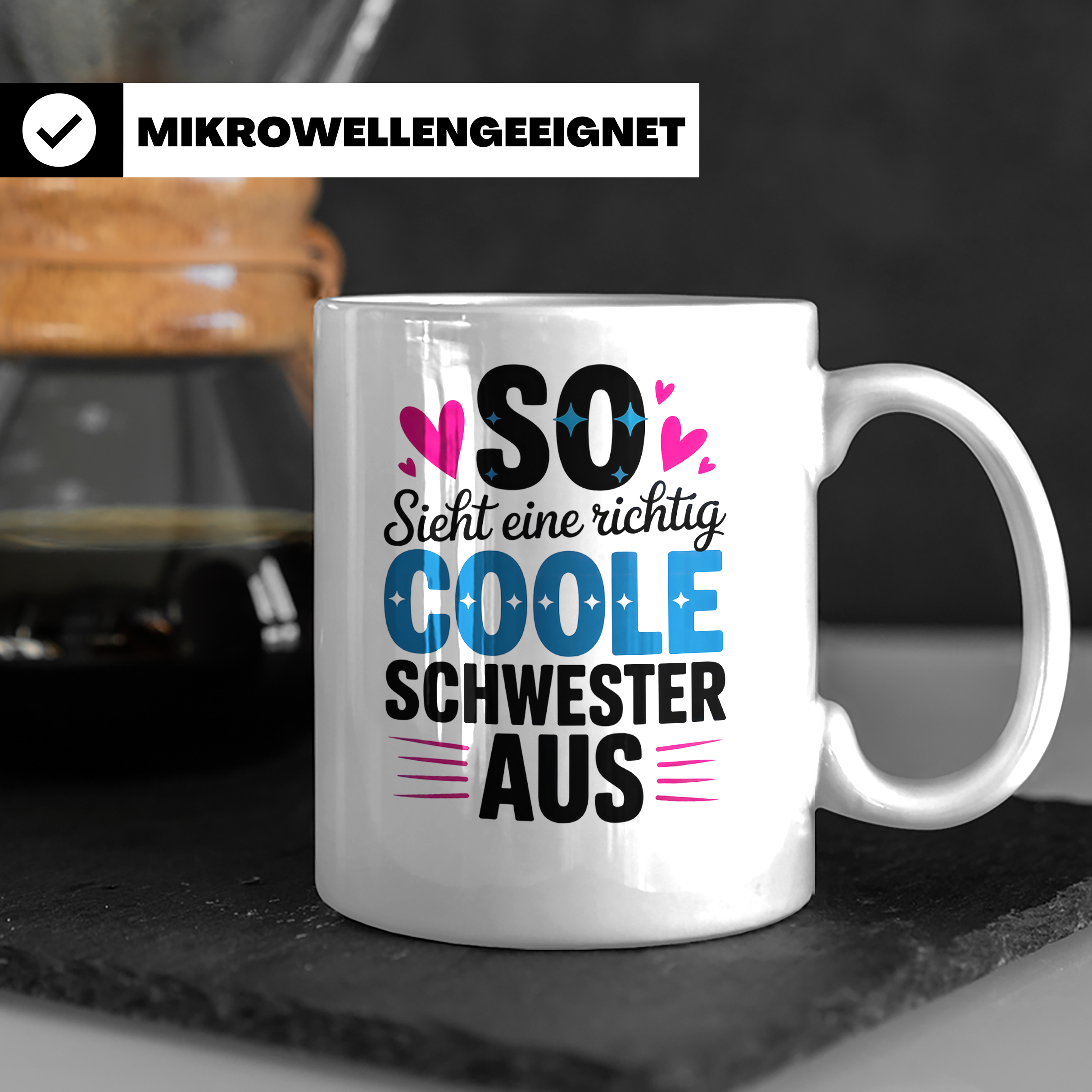Coole Schwester Tasse - Geschenk für Schwestern, Schwesterhe – Weiß [farbe:weiß]