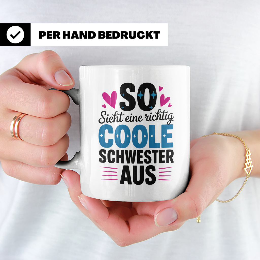 Coole Schwester Tasse - Geschenk für Schwestern, Schwesterhe – Weiß [farbe:weiß]