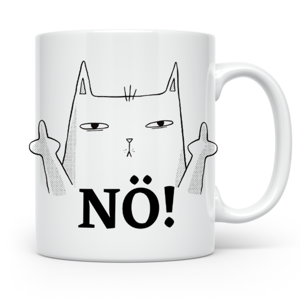 Kaffeetasse Katze Mittelfinger - Genervte Katze No! Statement Tasse für Katzenliebhaber & Sarkasmus Fans!