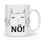 Kaffeetasse Katze Mittelfinger - Genervte Katze No! Statement Tasse für Katzenliebhaber & Sarkasmus Fans!