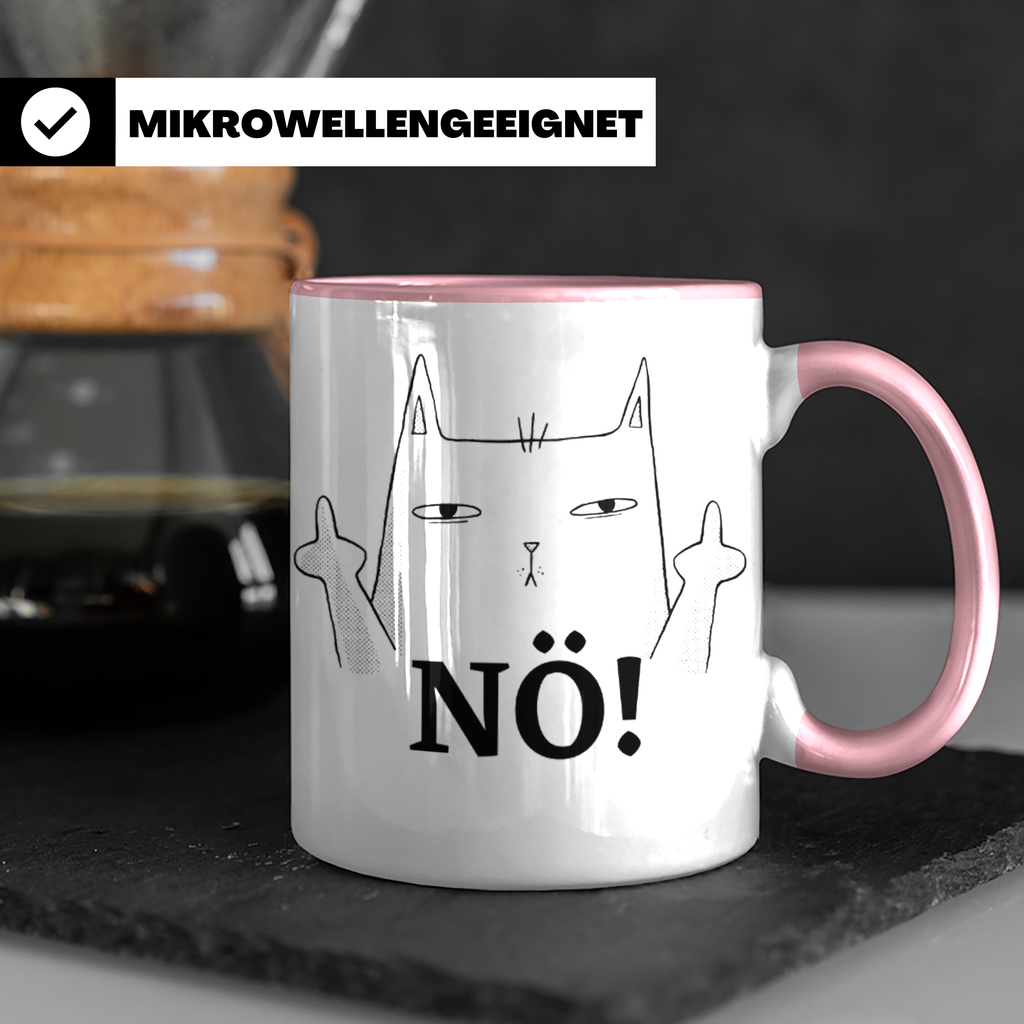 Kaffeetasse Katze Mittelfinger - Genervte Katze No! Statement Tasse für Katzenliebhaber & Sarkasmus Fans!