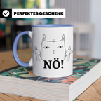Kaffeetasse Katze Mittelfinger - Genervte Katze No! Statement Tasse für Katzenliebhaber & Sarkasmus Fans!