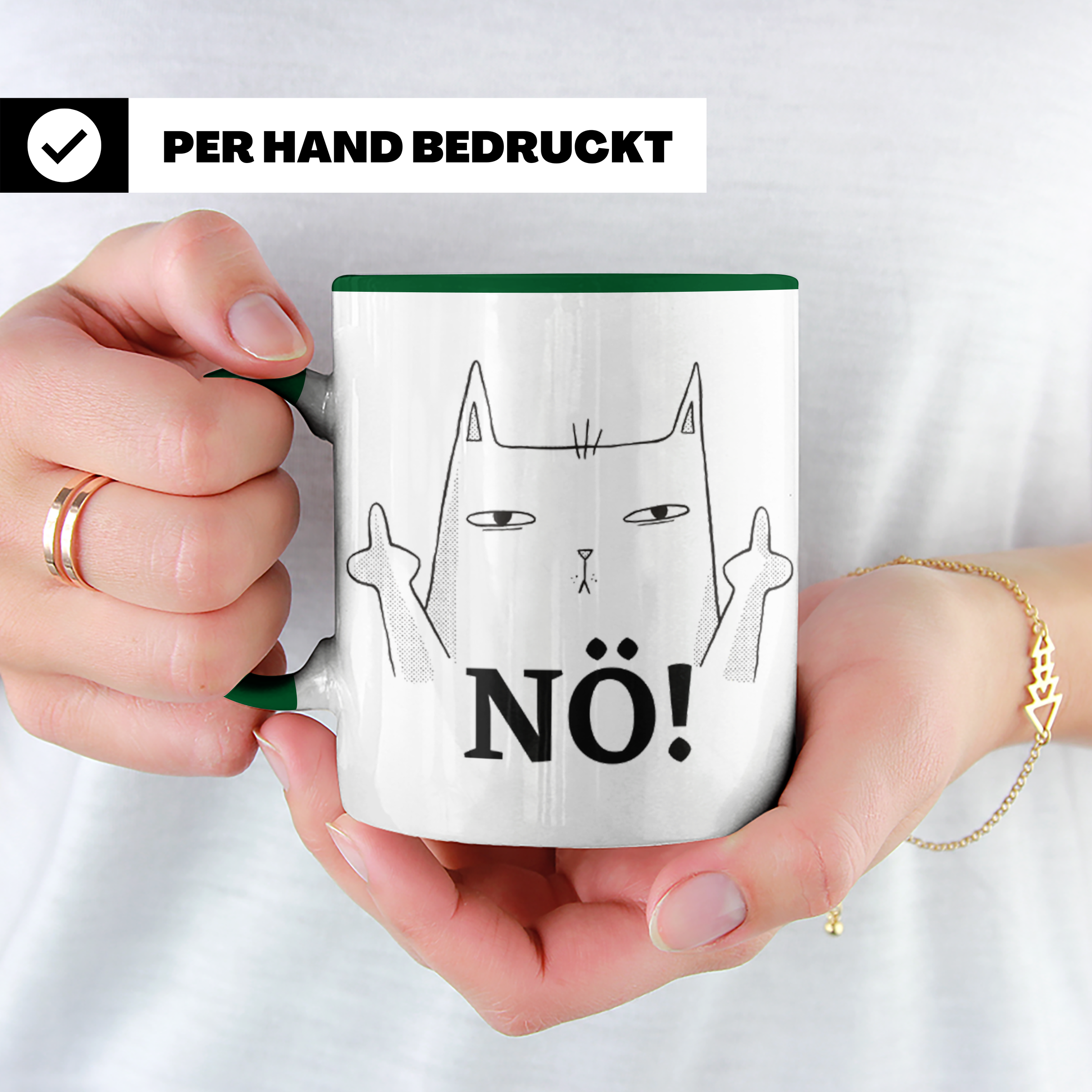 Kaffeetasse Katze Mittelfinger - Genervte Katze No! Statement Tasse für Katzenliebhaber & Sarkasmus Fans!
