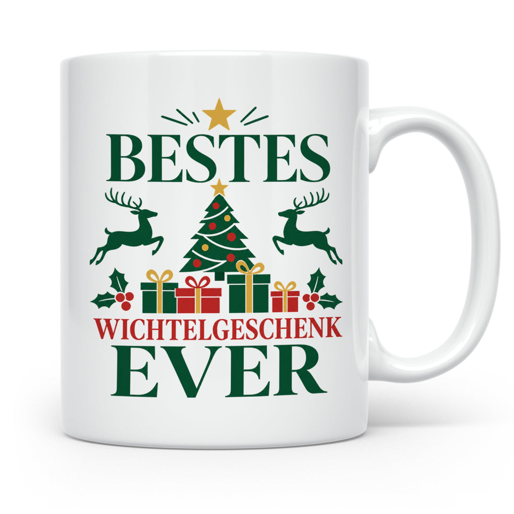 Wichtelgeschenk Tasse "Bestes Wichtelgeschenk Ever" Lustige  – Weiß [farbe:weiß]