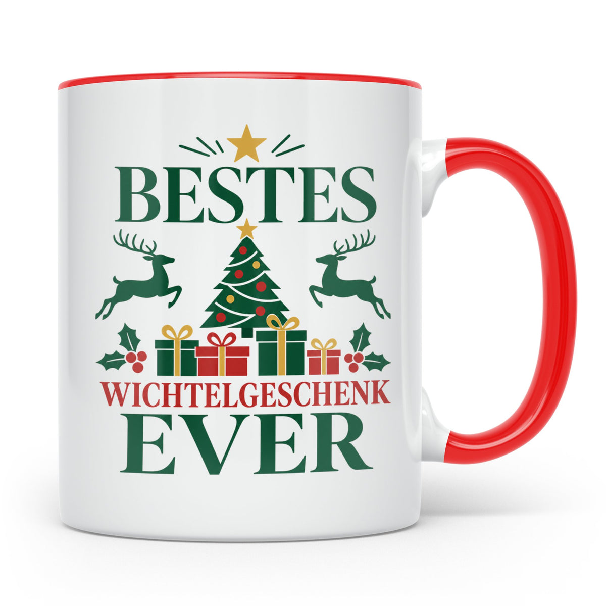 Wichtelgeschenk Tasse "Bestes Wichtelgeschenk Ever" Lustige  – Rot [farbe:rot]