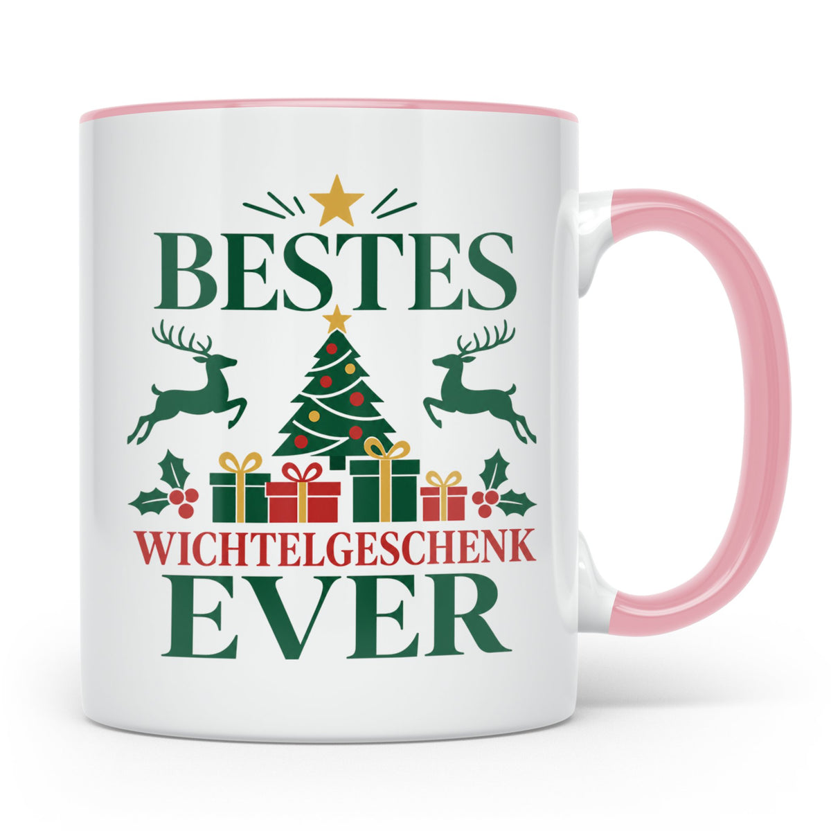Wichtelgeschenk Tasse "Bestes Wichtelgeschenk Ever" Lustige  – Rosa [farbe:rosa]