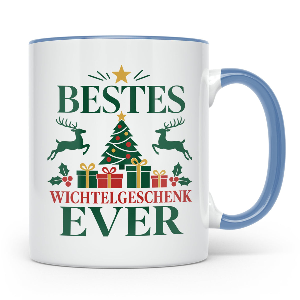 Wichtelgeschenk Tasse "Bestes Wichtelgeschenk Ever" Lustige  – Blau [farbe:blau]