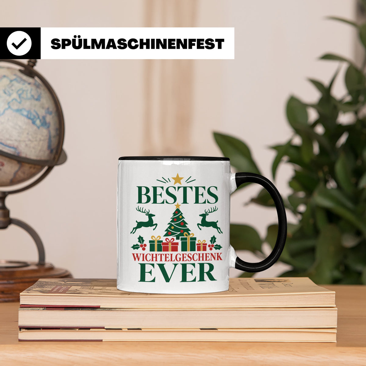 Wichtelgeschenk Tasse "Bestes Wichtelgeschenk Ever" Lustige  – Schwarz [farbe:schwarz]