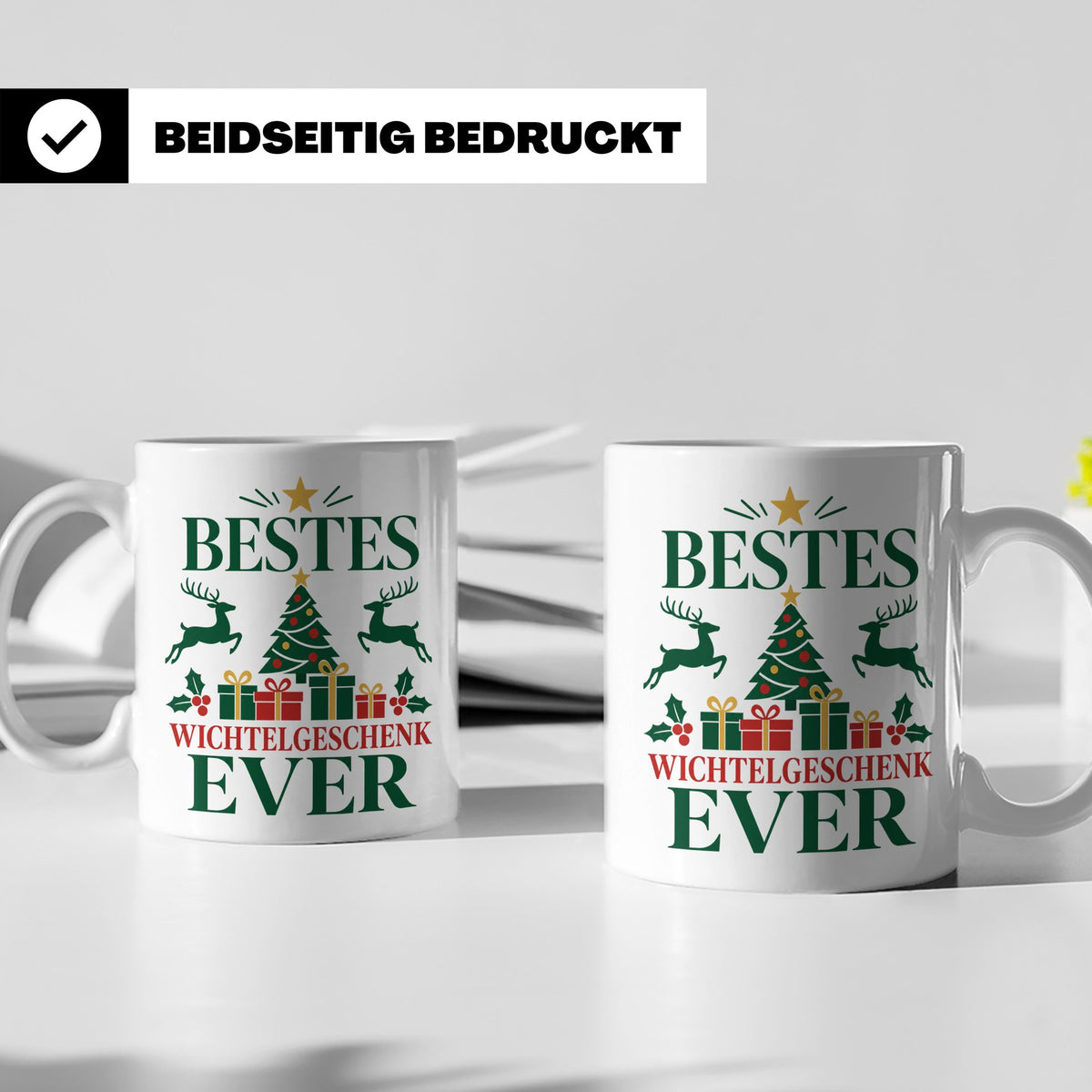 Wichtelgeschenk Tasse "Bestes Wichtelgeschenk Ever" Lustige  – Weiß [farbe:weiß]