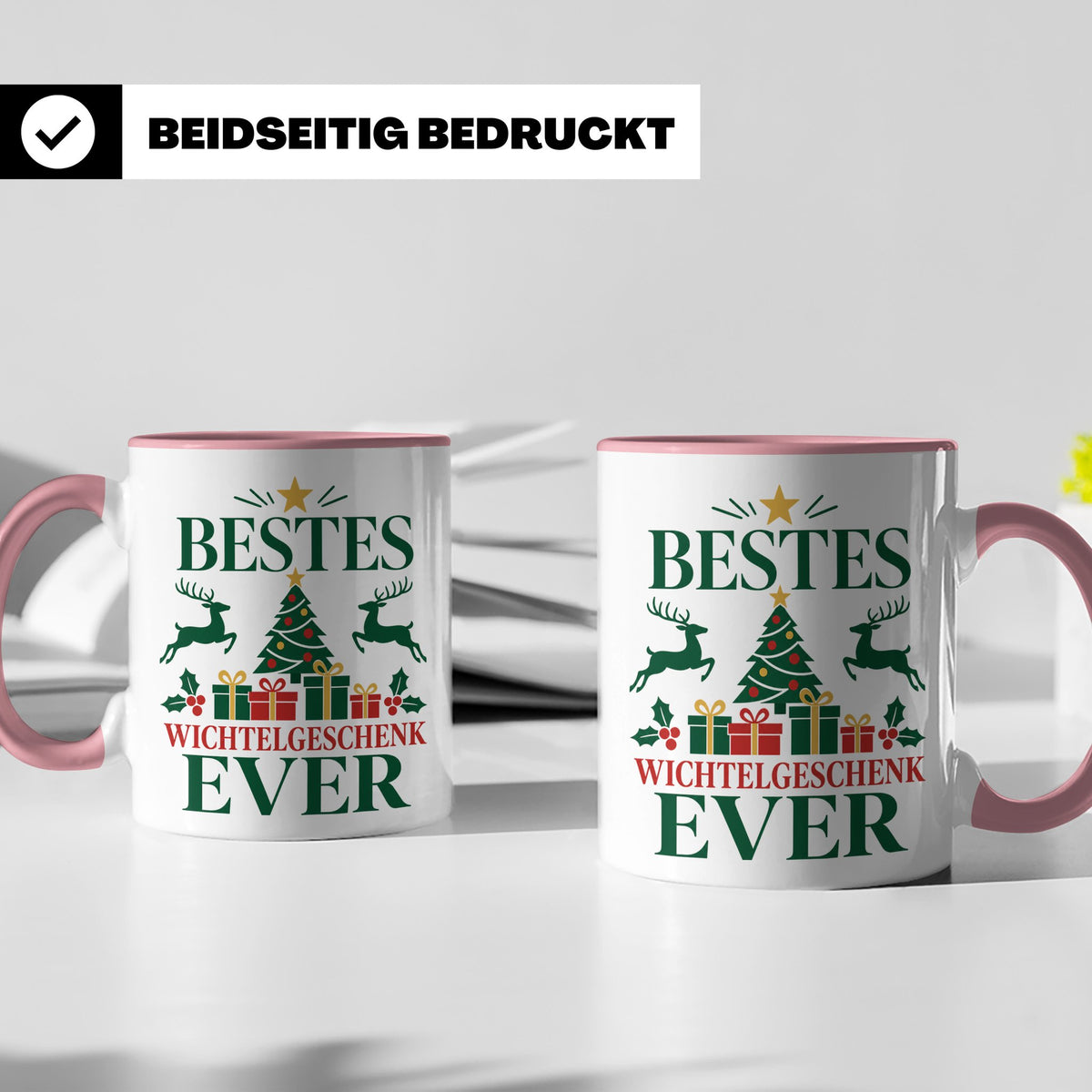 Wichtelgeschenk Tasse "Bestes Wichtelgeschenk Ever" Lustige  – Rosa [farbe:rosa]