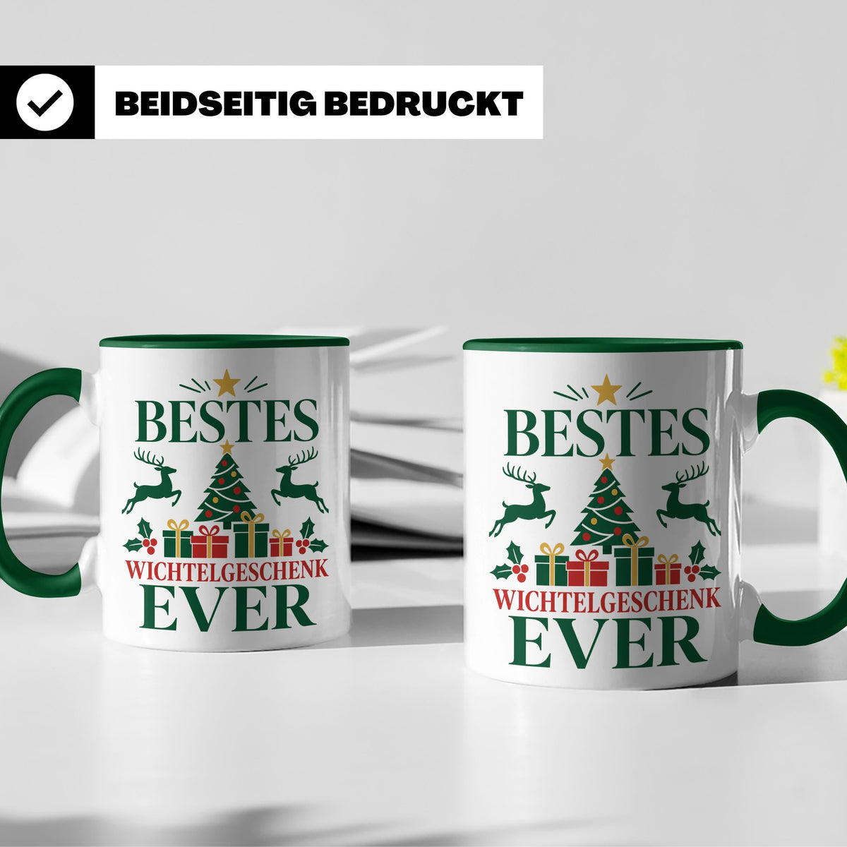 Wichtelgeschenk Tasse "Bestes Wichtelgeschenk Ever" Lustige  – Grün [farbe:grün]