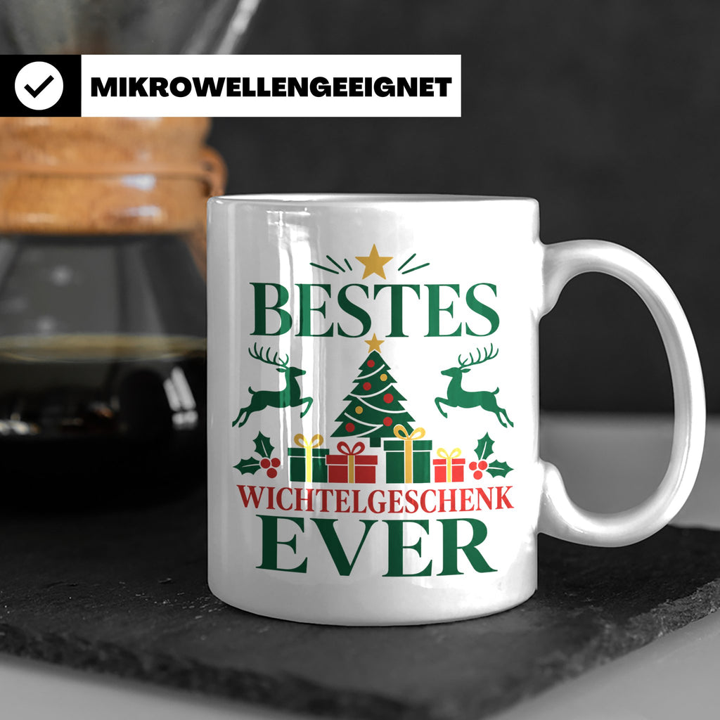 Wichtelgeschenk Tasse "Bestes Wichtelgeschenk Ever" Lustige  – Weiß [farbe:weiß]