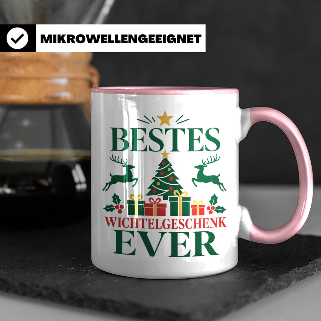 Wichtelgeschenk Tasse "Bestes Wichtelgeschenk Ever" Lustige  – Rosa [farbe:rosa]