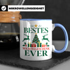 Wichtelgeschenk Tasse "Bestes Wichtelgeschenk Ever" Lustige  – Blau [farbe:blau]