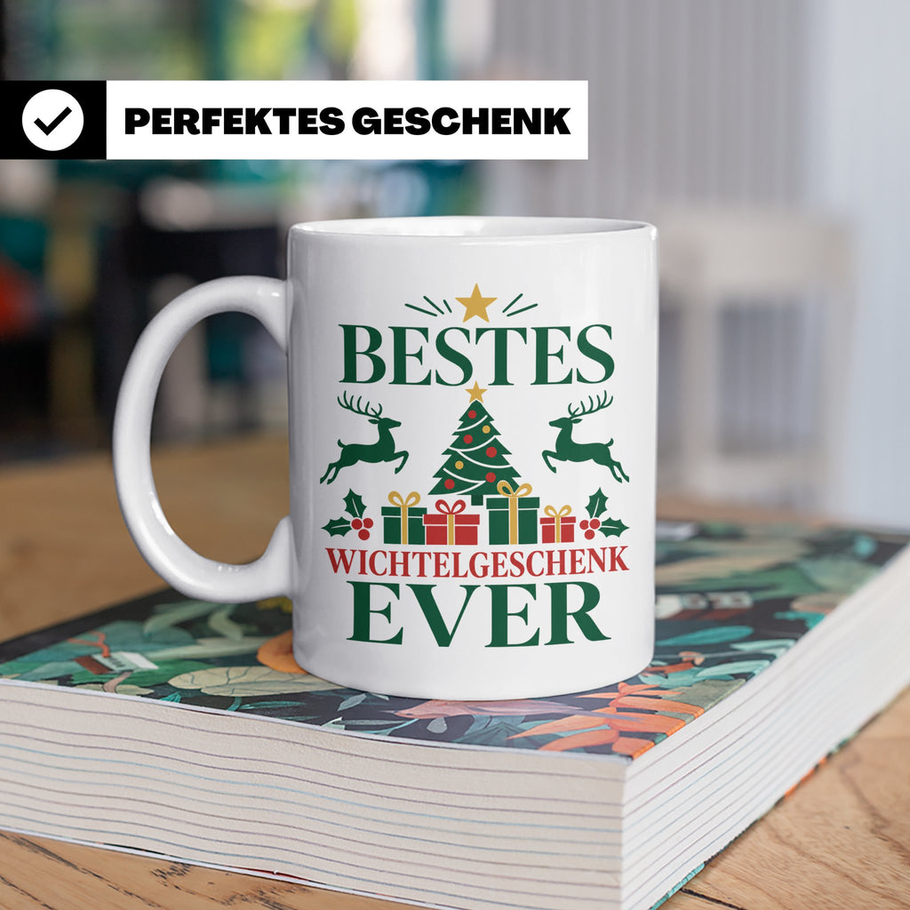 Wichtelgeschenk Tasse "Bestes Wichtelgeschenk Ever" Lustige  – Weiß [farbe:weiß]